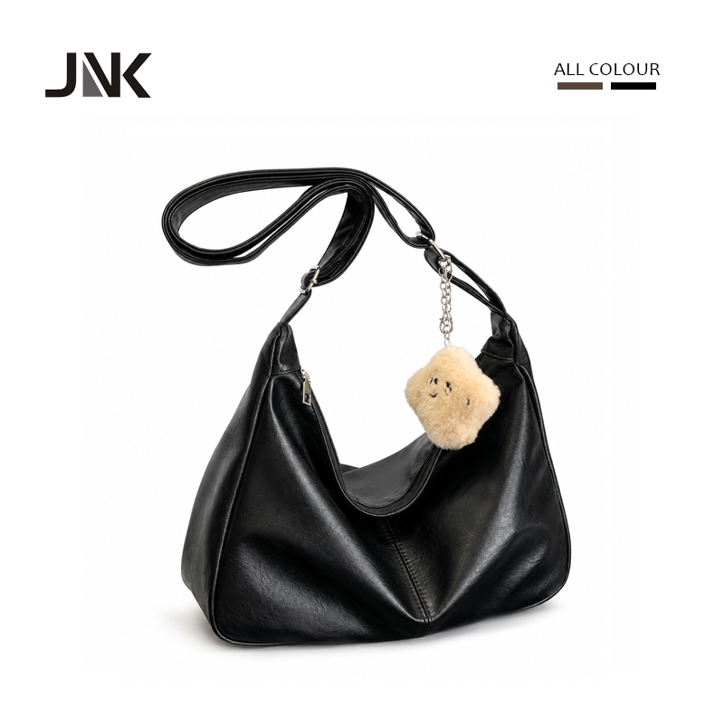 JNK #TL017 กระเป๋าแฟชั่นผู้หญิง ทรงโค้งสไตล์เกาหลี หนังสัมผัสนุ่ม น้ำหนักเบา จุของเยอะ กระเป๋าสะพายข้าง