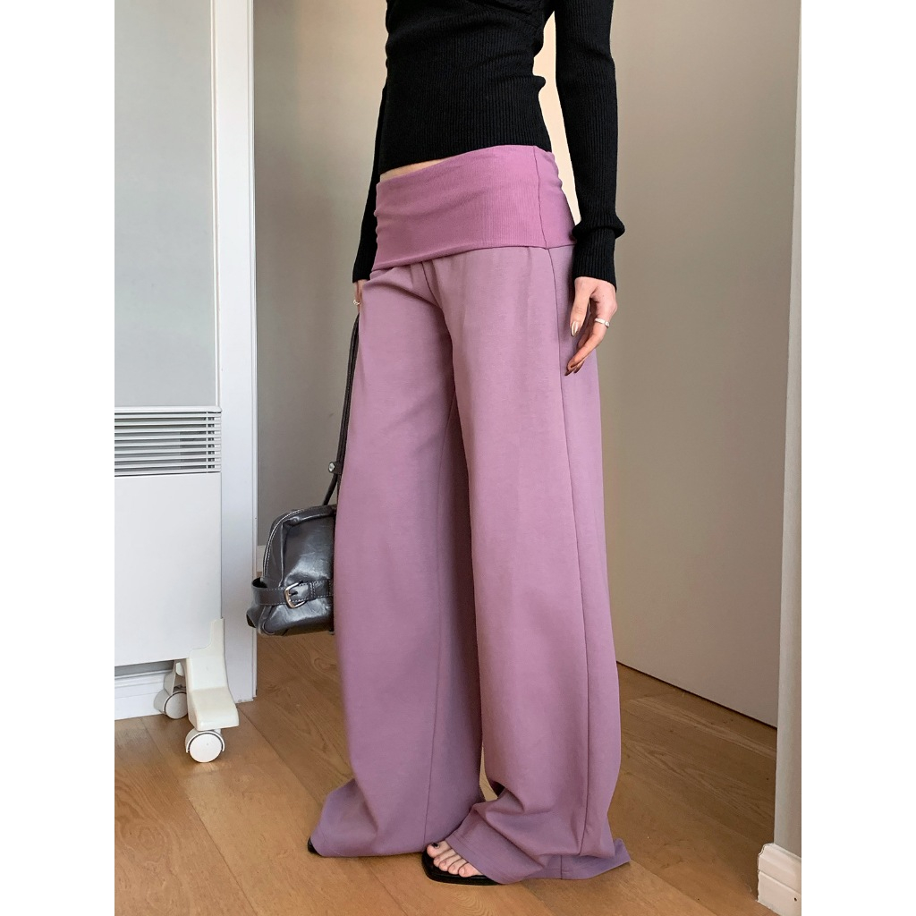 (พร้อมส่ง) Clothestoryy - Nova Fold-Over Wide Pants กางเกงขายาวทรงตรงเอวต่ำ ดีไซน์เอวพับ พับเอวลงได้ตามต้องการ