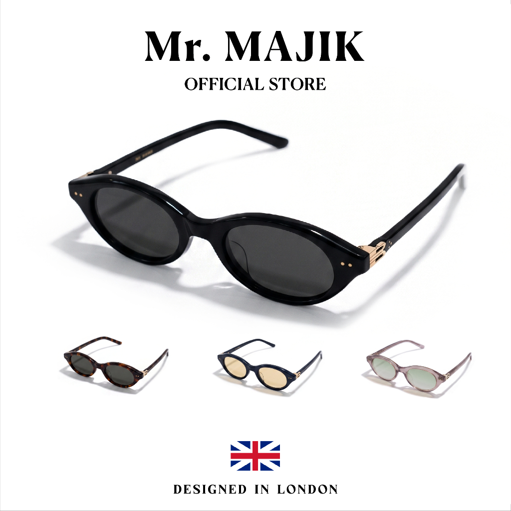 Mr.MAJIK แว่นตากันแดดผู้หญิง Vintage Old Money Y2K UV400 ทรงรี ดีไซน์ข้าง Acetate VL2-04