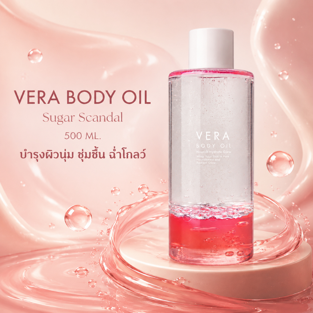 [ขนาดพิเศษ Sugar Scandal 500 ml.] เวร่า บอดี้ ออยล์ บำรุงผิว โกลด์ นุ่ม ชุ่มชื่น