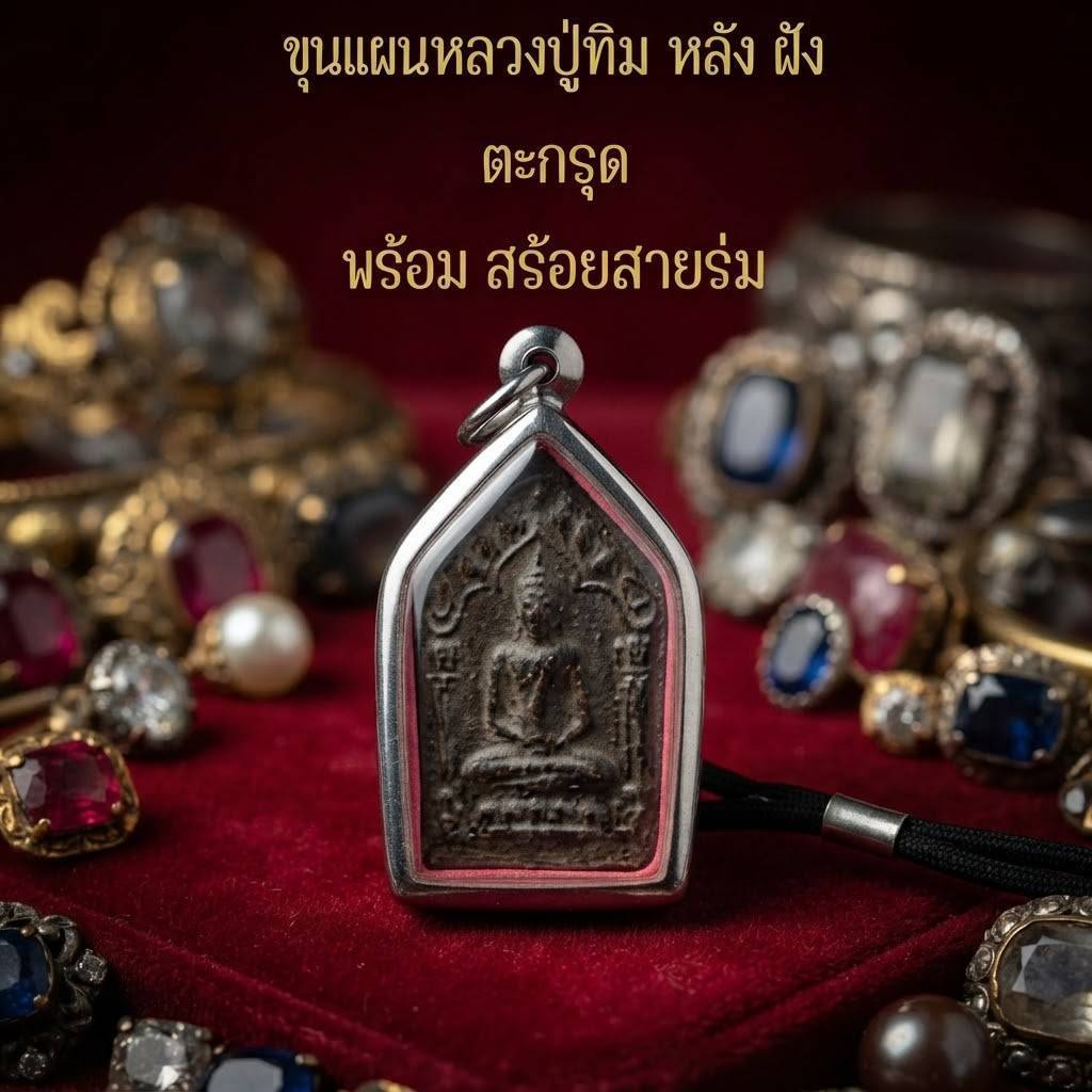 พระขุนแผนหลวงปู่ทิม เสน่ห์แรงปลุกเสกโดยพระอจารย์เขมร เนื้อว่านดำ108 หลังฝังตะกรุด เรียกว่า “ตะกรุดสาริกาคู่” พร้อมด้วยย