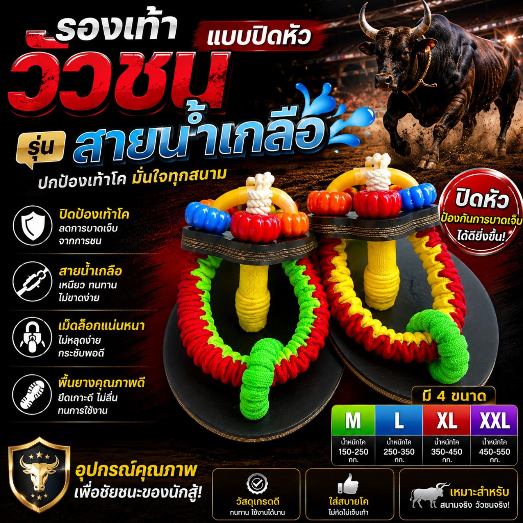 รองเท้าวัวชน แบบปิดหัว สายน้ำเกลือ
