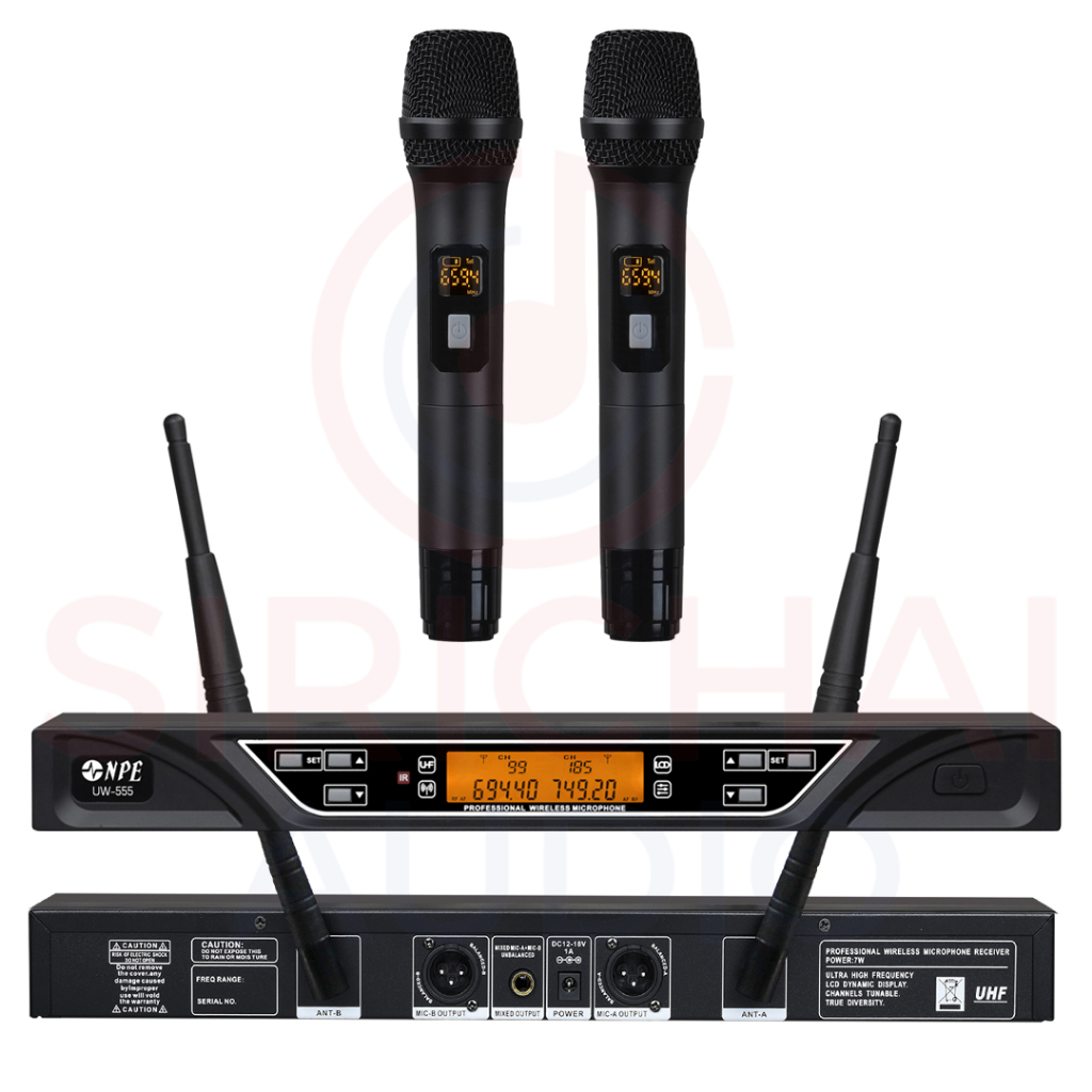 ไมค์ลอย คู่ NPE รุ่น UW555 (คลื่นUHF 694 - 703 MHz / 748 - 758 MHz)