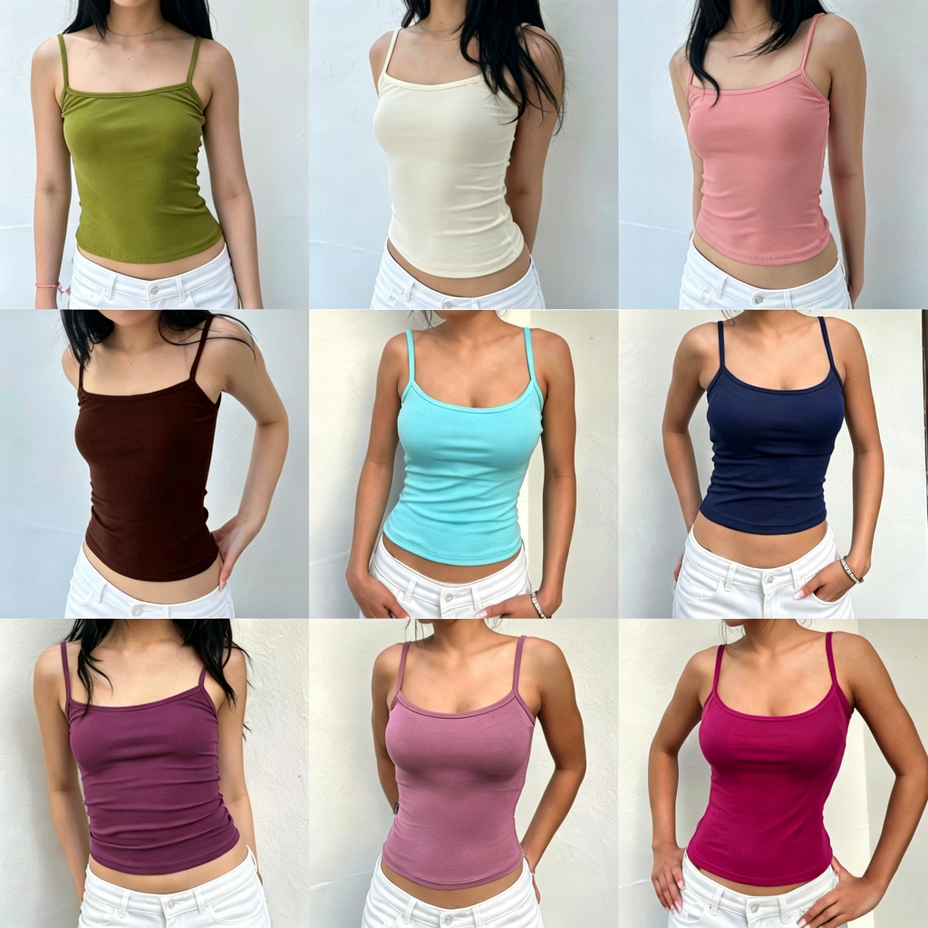 Bella Shop เสื้อกล้ามผู้หญิง เสื้อสายเดี่ยวเข้ารูปสั้น ผ้านิ่มเด้ง สไตล์สาวฮอต สามารถวางซ้อนได้