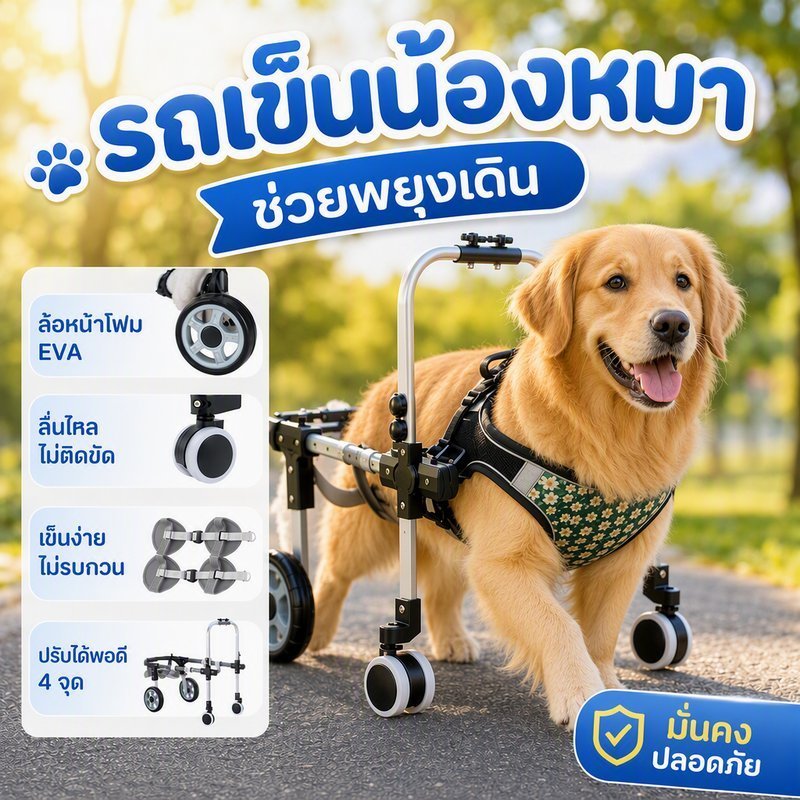 รถเข็นช่วยเดินสุนัข แมว รองรับขาหลัง ปรับได้ พับได้ รถวีลแชร์สัตว์เลี้ยง ระบายอากาศ ล้อกันกระแทก