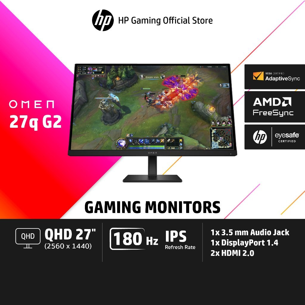 OMEN 27 inch QHD 180Hz Gaming Monitor | OMEN 27q G2