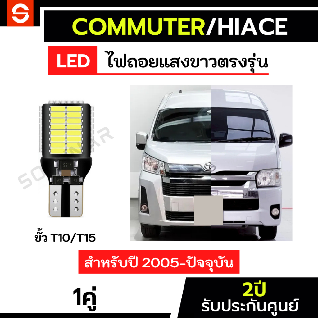 SOLUNAR ไฟถอยรถตู้ Commuter Hiace ตรงรุ่น ปี2005-ปัจจุบัน ประกัน2ปี คอมมูเตอร์ ไฟถอยhiace T10 T15 45