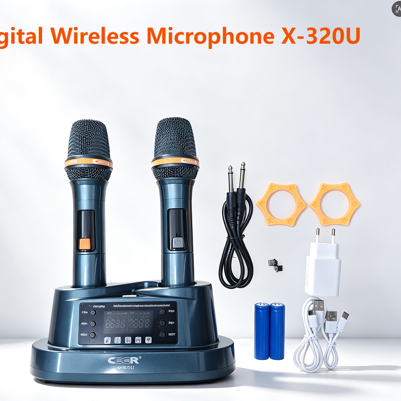 Aibedo Digital Wireless Microphone X-320U UHF ไมโครโฟนไร้สายดิจิทัลพร้อมแท่นชาร์จ ใช้พอร์ตชาร์จ Type