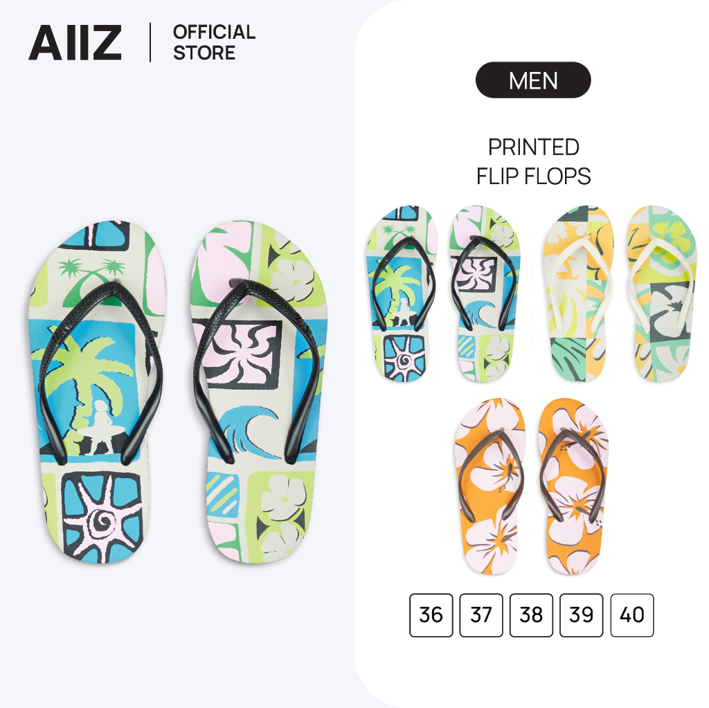 AIIZ รองเท้าแตะ พิมพ์ลาย Printed Flip Flops