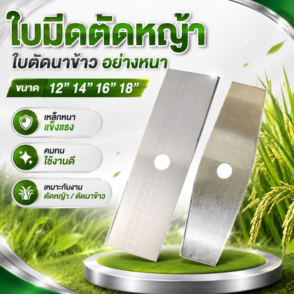 YP-521 ใบมีดตัดหญ้า ใบตัดนาข้าว อย่างหนา ขนาด 12”14”16”18”