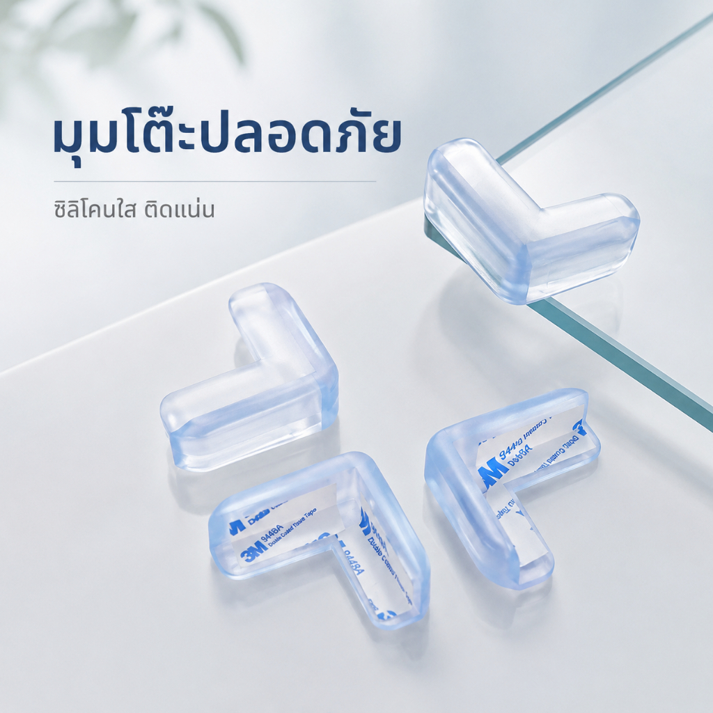 (L/กลม/T) มุมป้องกันการชนซิลิโคน 3 รุ่นปกป้องร่างกาย ซิลิโคนดูดซับแรง กาวติดแรง ติดมุมโต๊ะได้