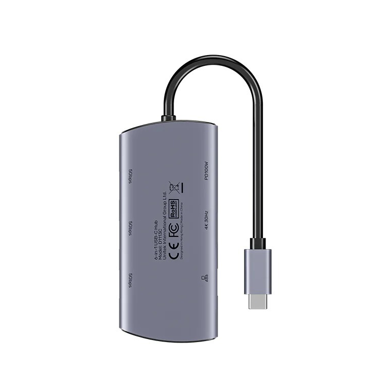 UNITEK D1113CGY01 UHUB H6+ 6-IN-1 USB-C HUB WITH  PD 100W