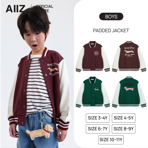 AIIZ เสื้อบอมเบอร์แจ็กเก็ตเด็กผู้ชายผ้าสเวต AIIZ Boy's Petite Cafe Bomber Jacket