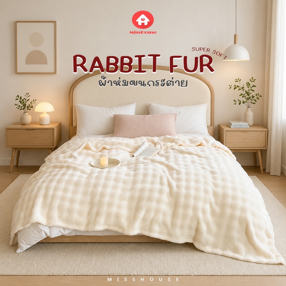 *** ลดพิเศษเฉพาะไลฟ์ : ผ้าห่มขนกระต่าย ขอบสีเดียวกันกับผ้าห่ม Rabbit Fur สีล้วน สัมผัสนุ่มพิเศษ ขนาด