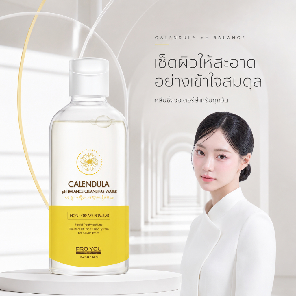 Proyou Calendula PH Balance Cleansing Water (300ml) โปรยู เวชสำอางเกาหลี : คลีนซิ่งเช็ดทำความสะอาดผิวหน้าสูตรน้ำ