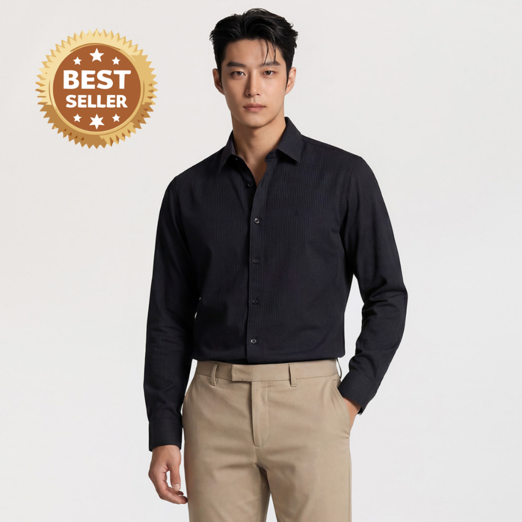 LTD เสื้อเชิ้ตแขนยาว ผู้ชาย สีดำ | Long Sleeve Shirt | 00968