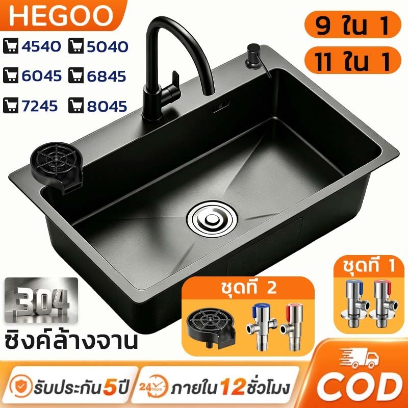 〽️ถ้าเสียหาย เรารับผิดชอบ〽️ ซิงค์ล้างจาน อ่างล้างจาน หนา4mm สแตนเลสนาโน SUS304 ที่ล้างจาน มีหลายขนาด