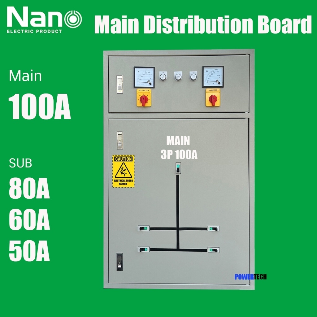 MDB ตู้เมน Nano100A ตู้ควบคุมไฟฟ้า ตู้สวิทซ์บอร์ด Main Distribution Board รุ่นเมน 3P100A รับประกันกา