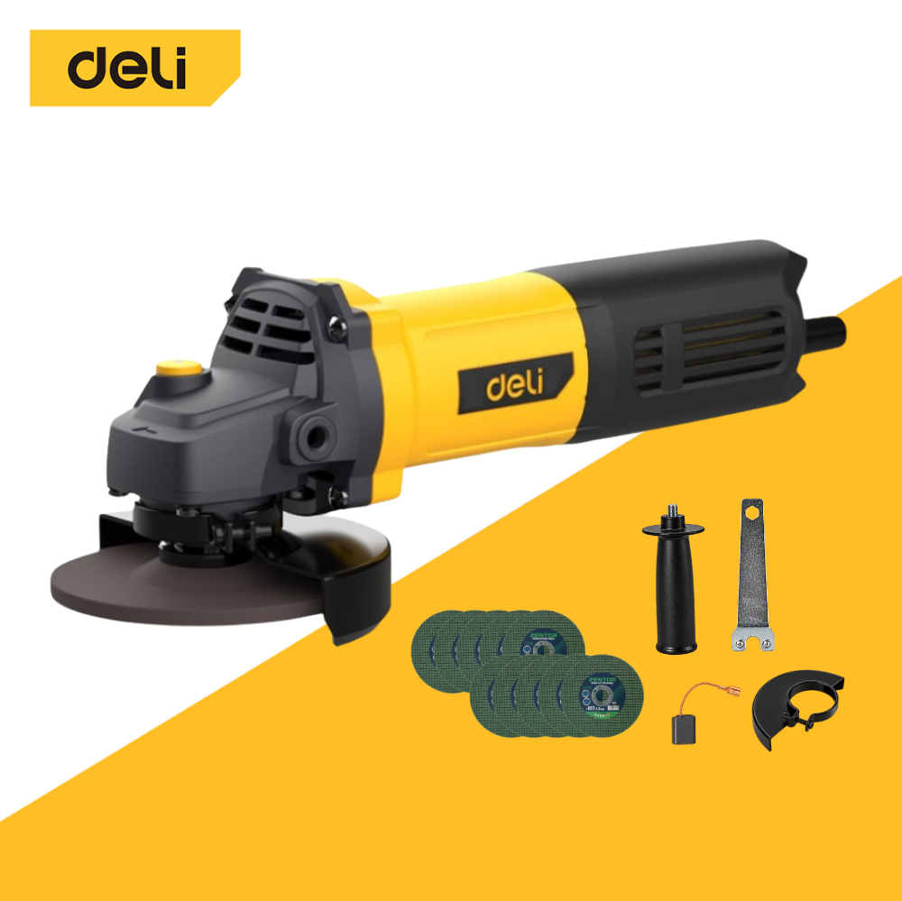[ฟรีแผ่นเจียร] Deli เครื่องเจียรไฟฟ้า ลูกหมู มอเตอร์750W ใบเจียร100มม. ระบายความร้อนดี Angle Grinder