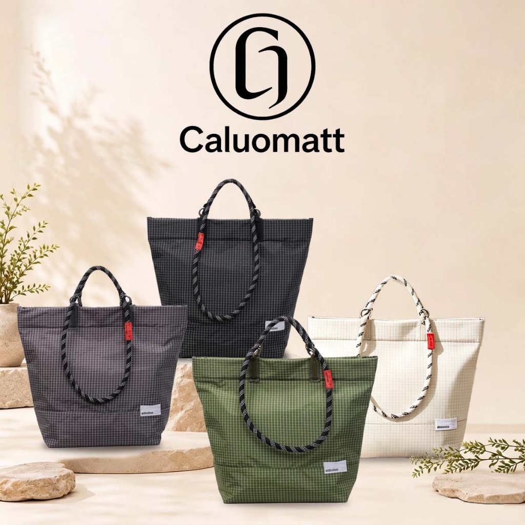 【Caluomatt.TH】กระเป๋าโท้ตผ้าตารางสไตล์ญี่ปุ่น กระเป๋าสะพายข้างใหญ่ จุของเยอะ สำหรับไปทำงาน เรียน มีหน้าที่กันน้ำเบาๆ