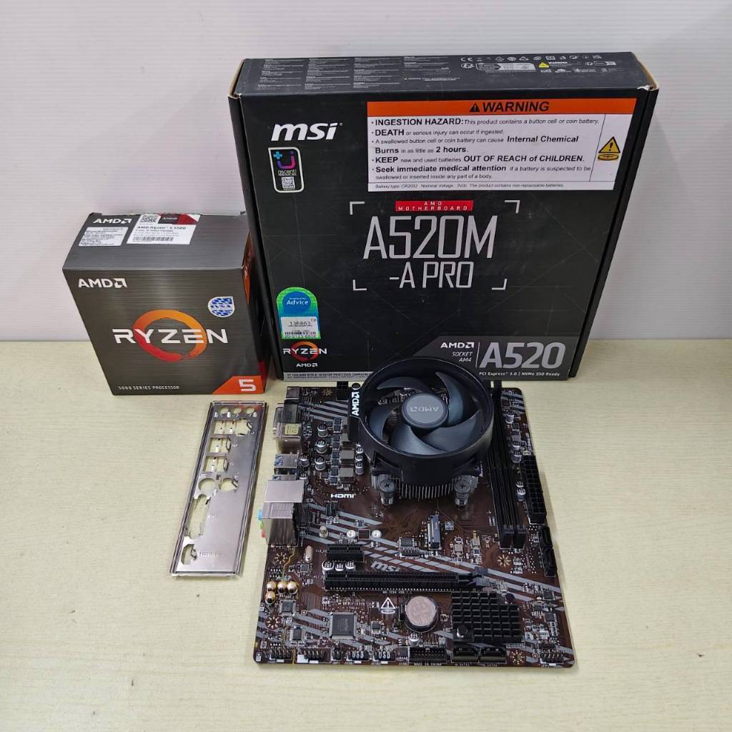 CPU  Ryzen 5  5500 + M/B  MSI  A520M-A  PRO  (AM 4)