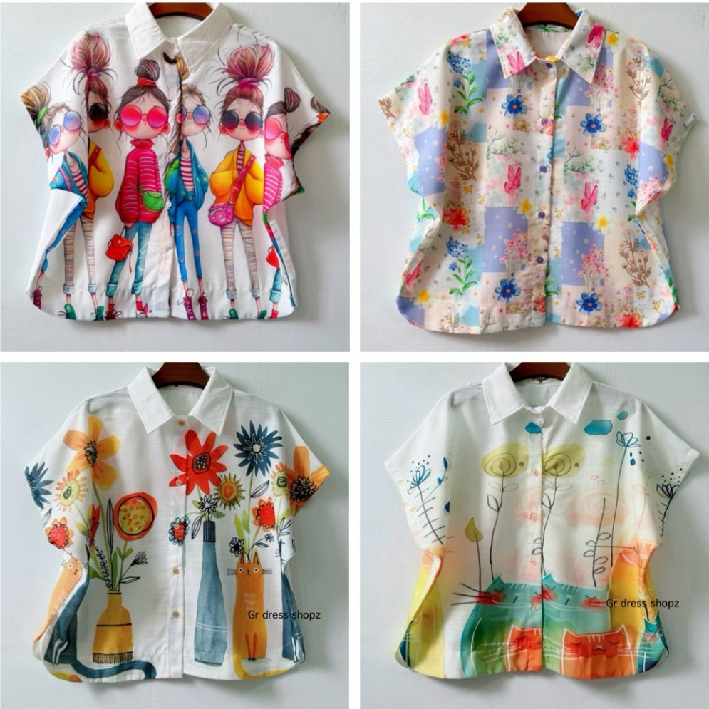 ป้าย Paradise เสื้อผ้าฝ้ายพิมพ์ลายทรงแขนล้ำ หน้าผ้า 46 นิ้ว อกจริงไม่เกิน 42-44 นิ้ว ใส่ได้ค่ะ ยาว 21 นิ้ว