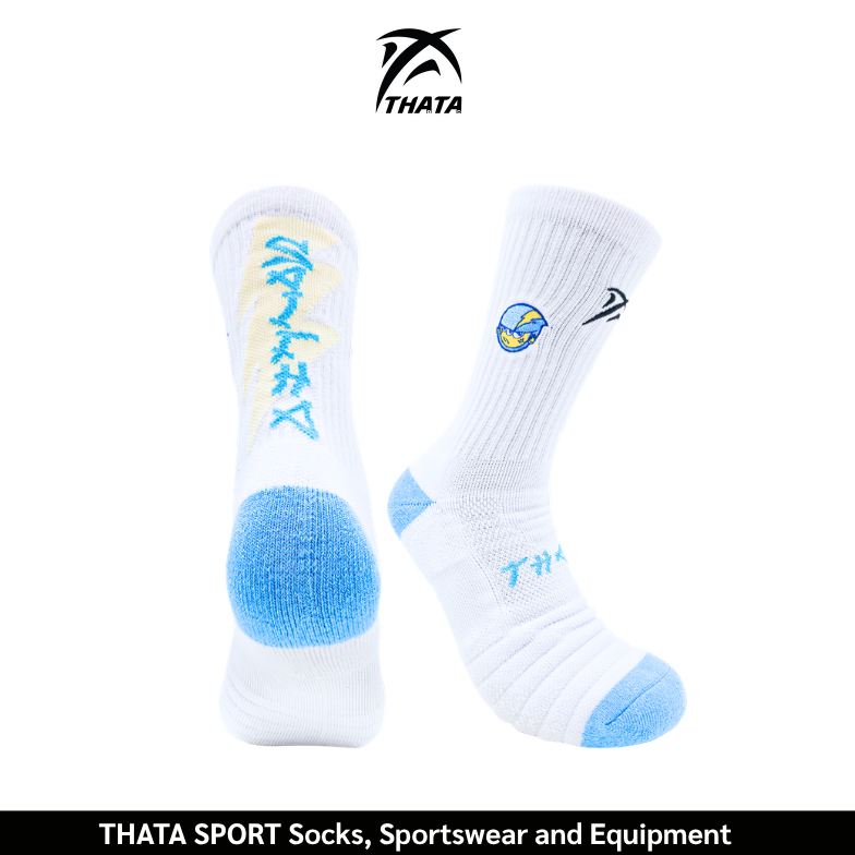 THATA Basketball Open White ถุงเท้าบาสเกตบอล THATA x SAIFHA รุ่นแข่งขัน
