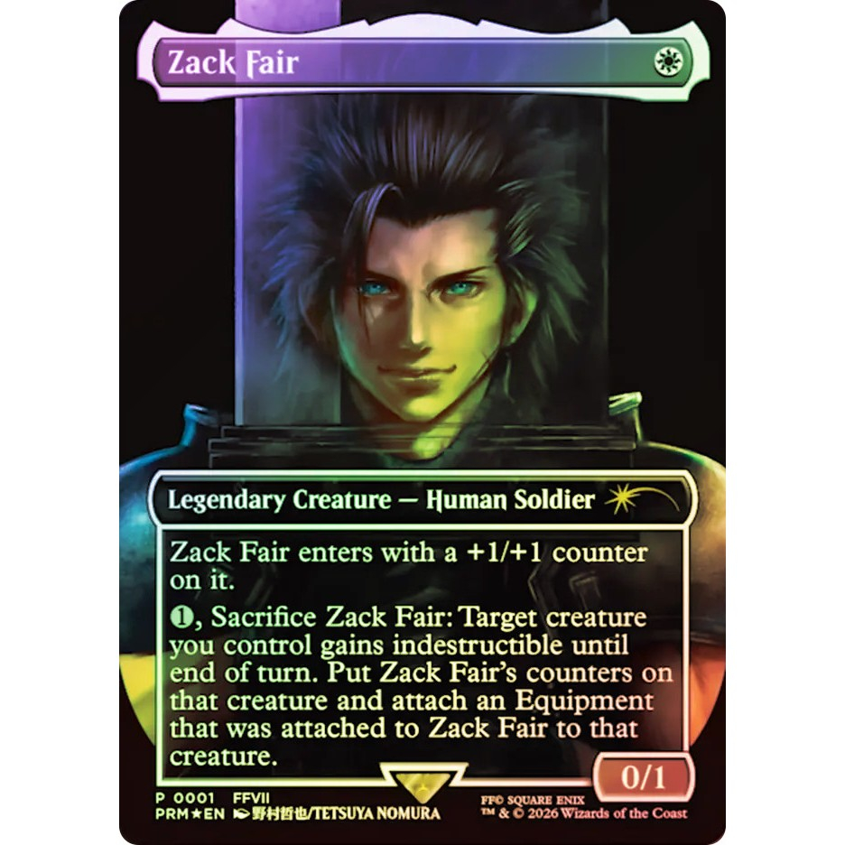 MTG - Magic The Gathering - FINAL FANTASY (Nintendo) - Zack Fair - Near Mint - Foil - Borderless