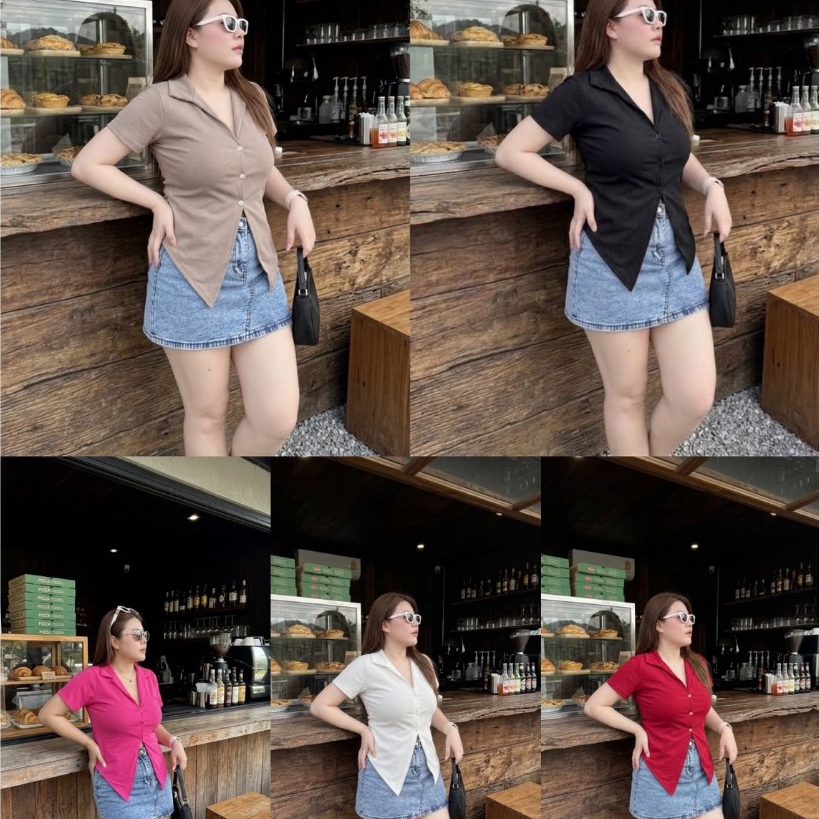 ฮิตสุดๆ อก34-46 เสื้อสาวอวบ เสื้อผ้าแฟชั่น ผ้าร่องไหมพรมเกรดดี ราคาถูก (A12)