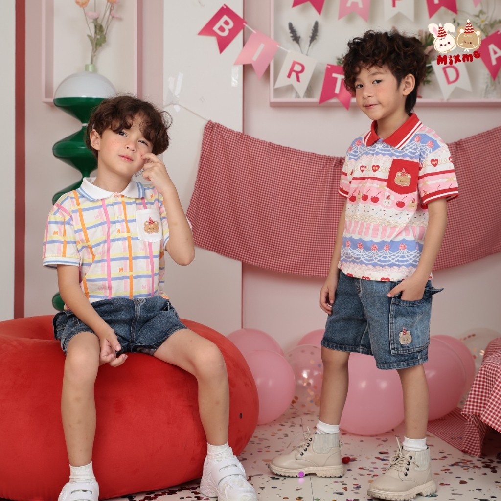 Mix Me قميص بولو أولاد بطباعة كيك 1-7 سنوات — صورة 2