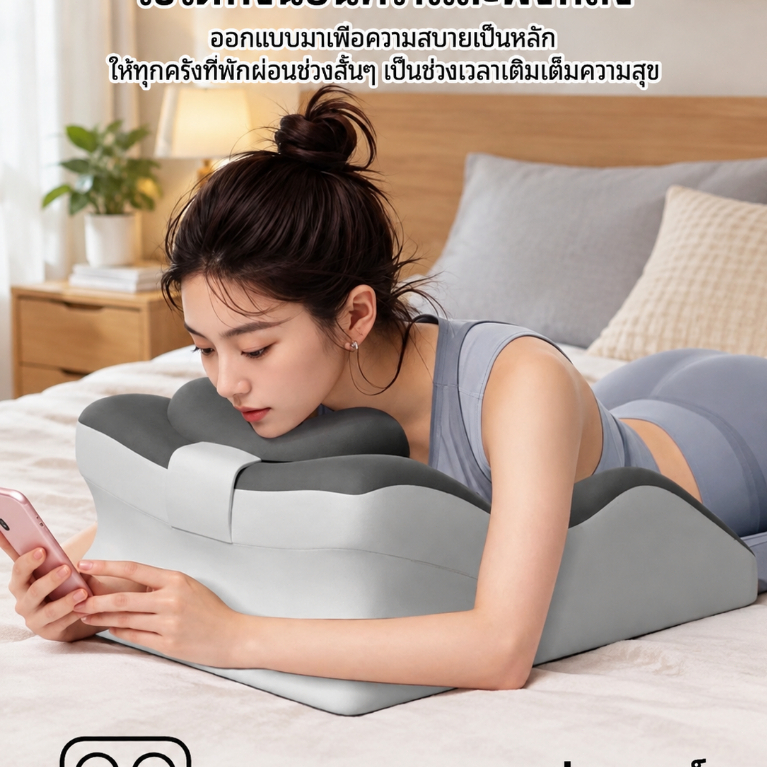 ชุดเบาะนุ่มหมอนรองคู่รักอเนกประน้ารองรับเอวชุดเบาะนุ่มหมอนตามหลักสรีรศาสตร์ ปรับมุมได้ หลายท่าไขจัดอาการปวดคอและจุดกรุงเ