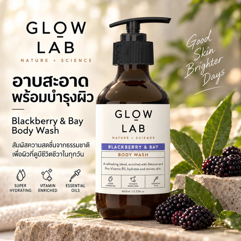 Glow Lab Blackberry & Bay Body Wash Glow Lab 400ml ครีมอาบน้ำบำรุงผิว จากนิวซีแลนด์