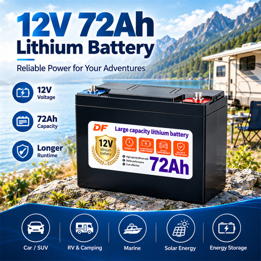 12V 72AH แบตเตอรี่ลิเธียม แบตเตอรี่ลิเธียมสำหรับเครื่องพ่นสารเคมี พลังงานสำรอง ระบบจัดการแบตเตอรี่ (BMS) อนาคตที่ยั่งยืน