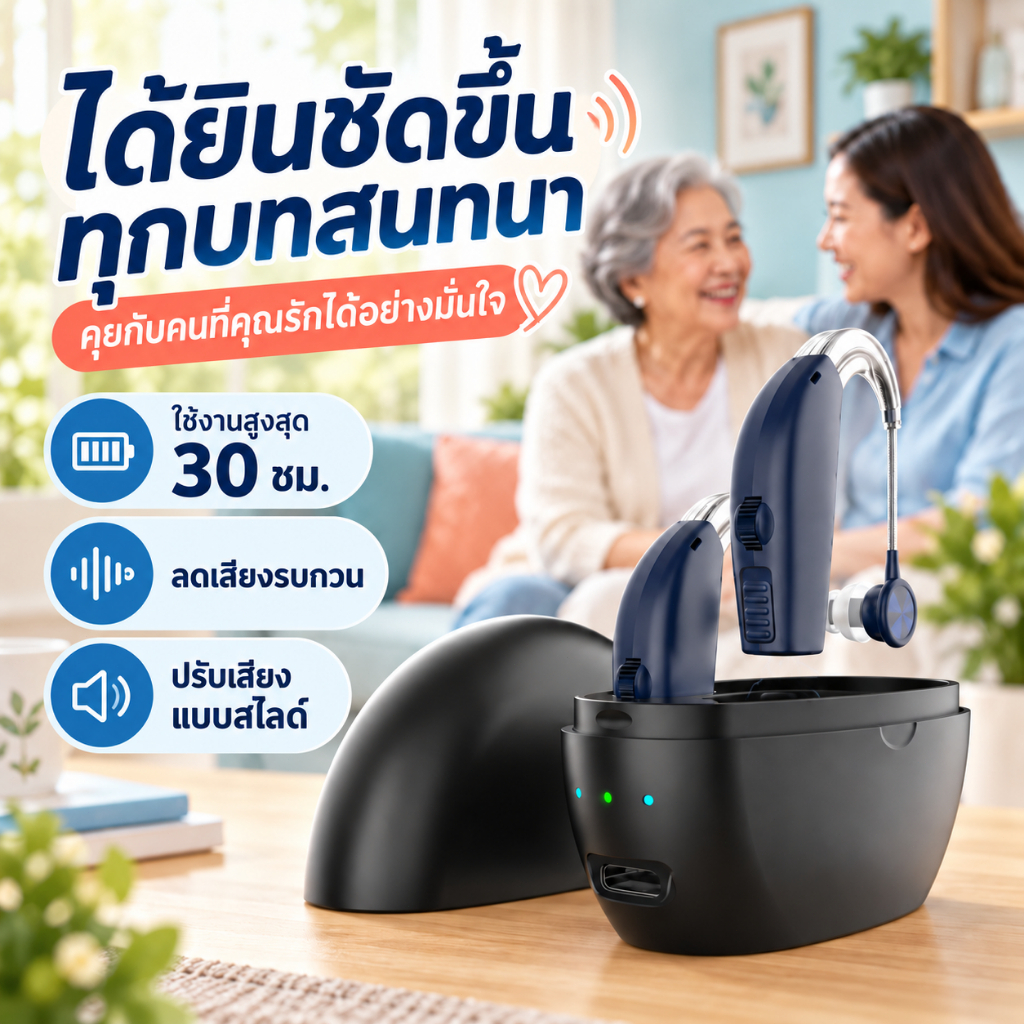 ChunHee HA05 เครื่องช่วยฟังแบบชาร์จไฟได้ อุปกรณ์ขยายเสียง ปรับระดับเสียงได้ ช่วยเพิ่มความคมชัดของเสียง สำหรับผู้สูงอายุ