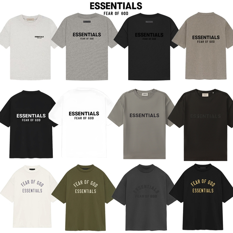 ส่วนลด 50% Fear of God Essentials SS22 T-Shirt Logo กำมะหยี่ เสื้อคู่รักSS25 SS20