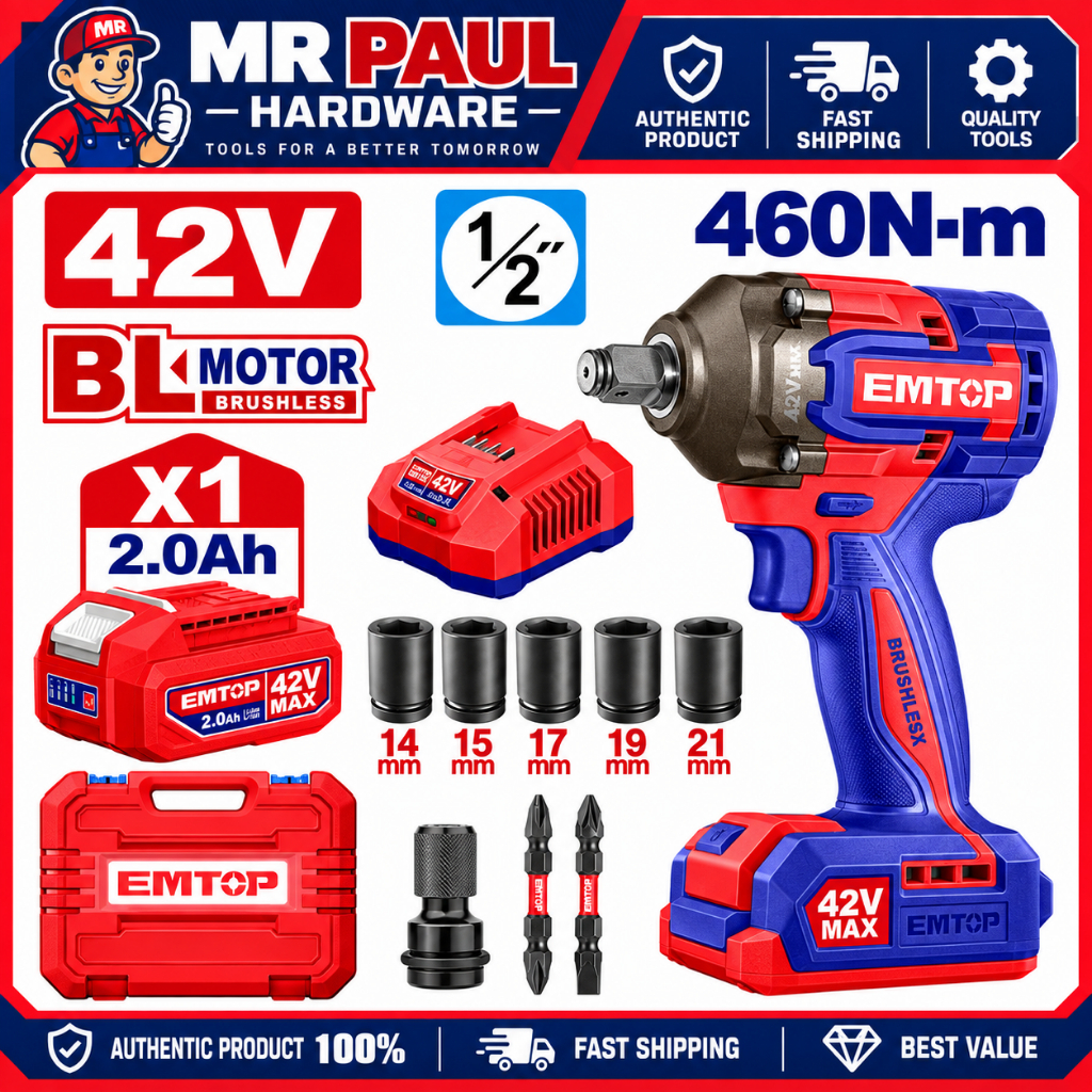 บล็อกไฟฟ้าไร้สาย 42V รุ่น ECIWL42461 EMTOP