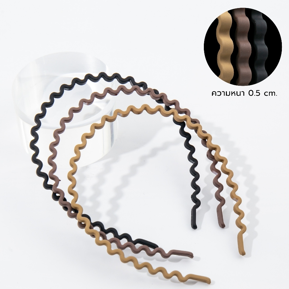 [ที่คาดผมลอนมาม่า Ceramic เกรดดี] ปลายมนเปิดไม่บีบหัว สีMatte หนา 0.5 cm Wave Hairband สไตล์เกาหลี น้ำหนักเบายืดหยุ่นสูง