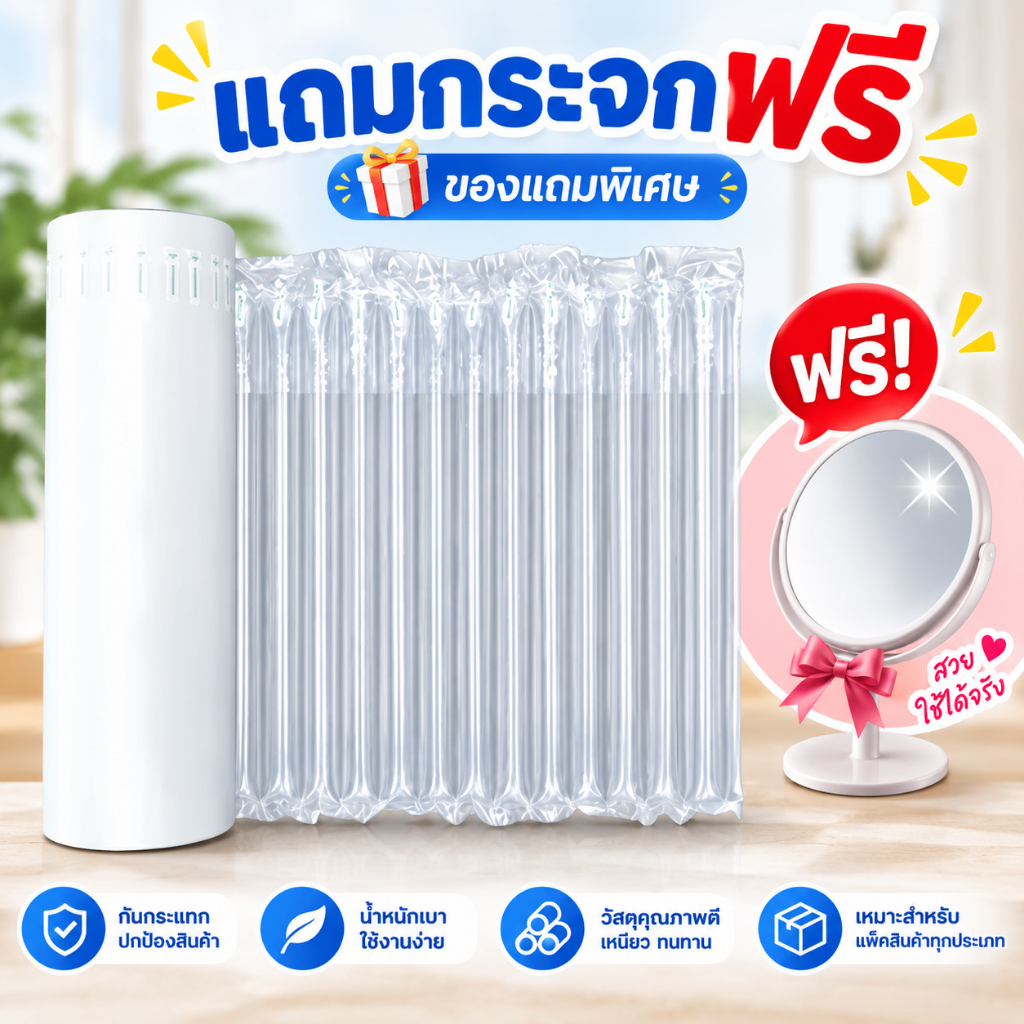 สั่งซื้อกระจก รับฟรีพลาสติกกันกระแทก ปกป้องสินค้าไม่แตก
