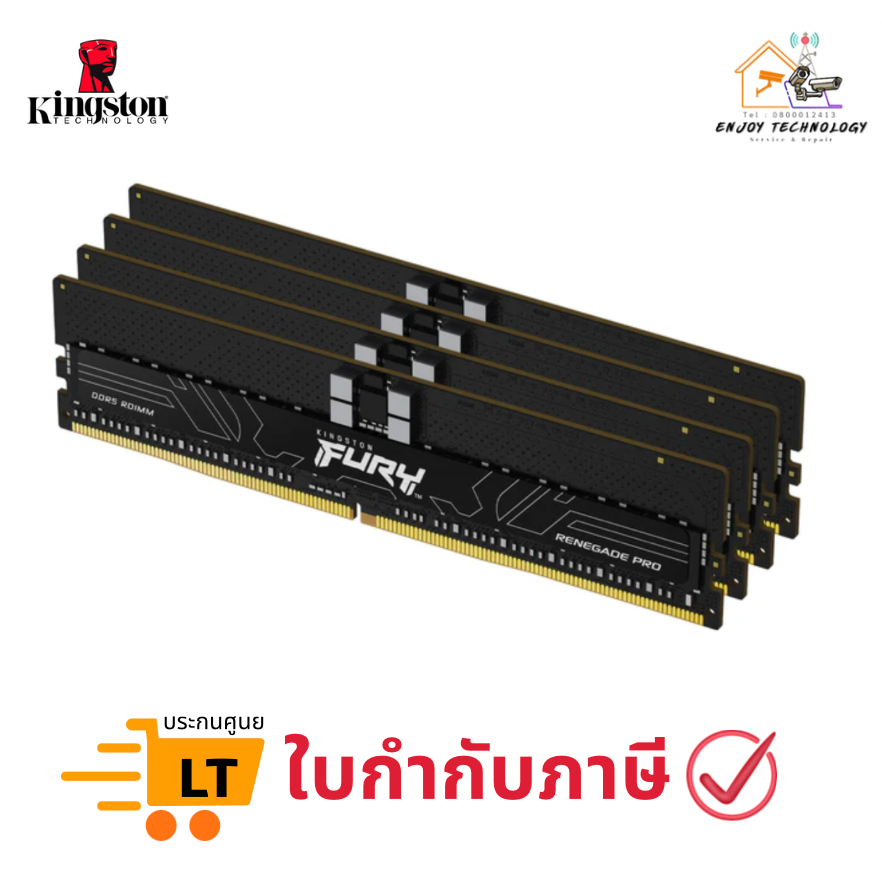 Kingston FURY Renegade Pro 64GB (4×16GB) DDR5-6000 ECC Registered RDIMM CL32 รุ่น KF560R32RBEK4-64