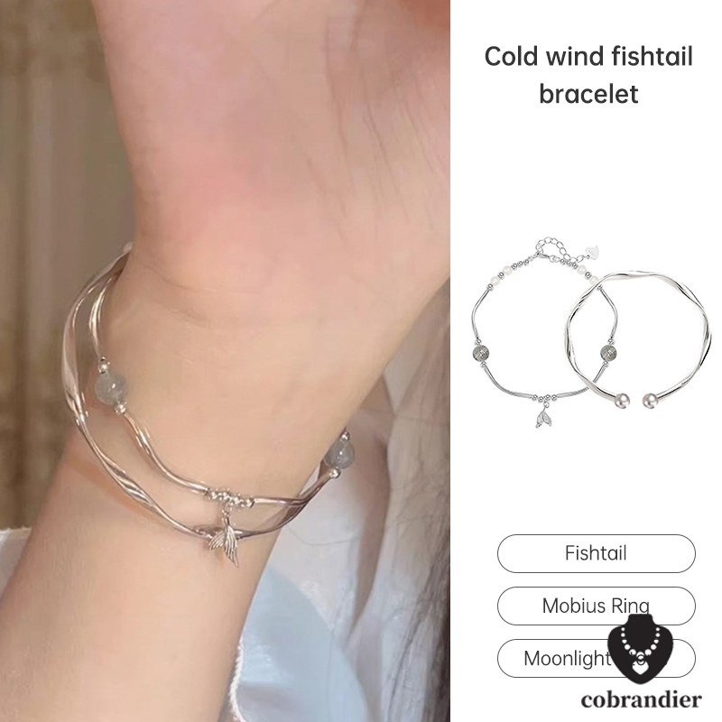CODส่งเร็ว⚡สร้อยข้อมือหางปลาสีเงิน หวาน ปรับได้ ระดับไฮเอนด์ เครื่องประดับแฟชั่น สำหรับผู้หญิง