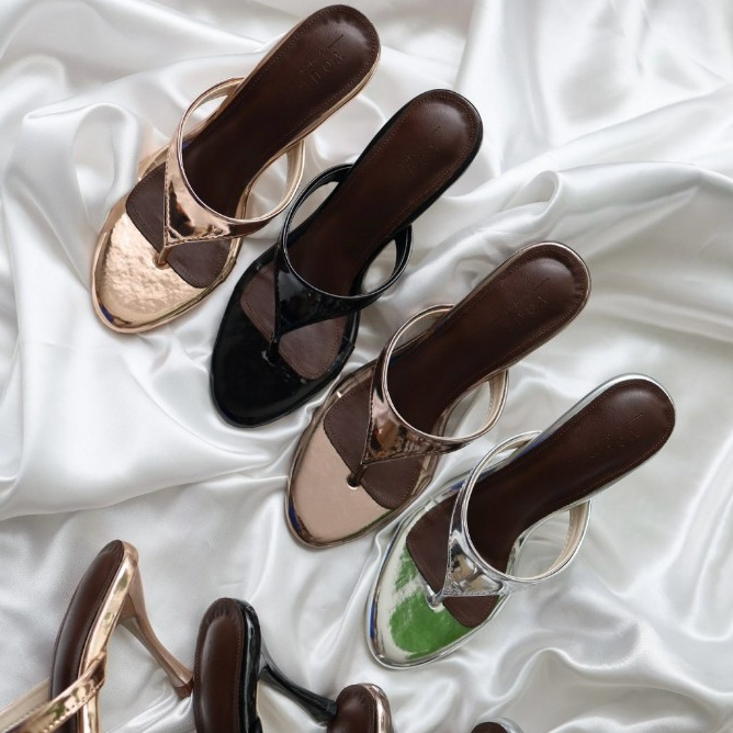 YOURSHOES N51 (เท้าอวบ เท้ายาว +1ไซส์*) / รองเท้าส้นสูง 3.8นิ้ว รองเท้าหูหนีบ