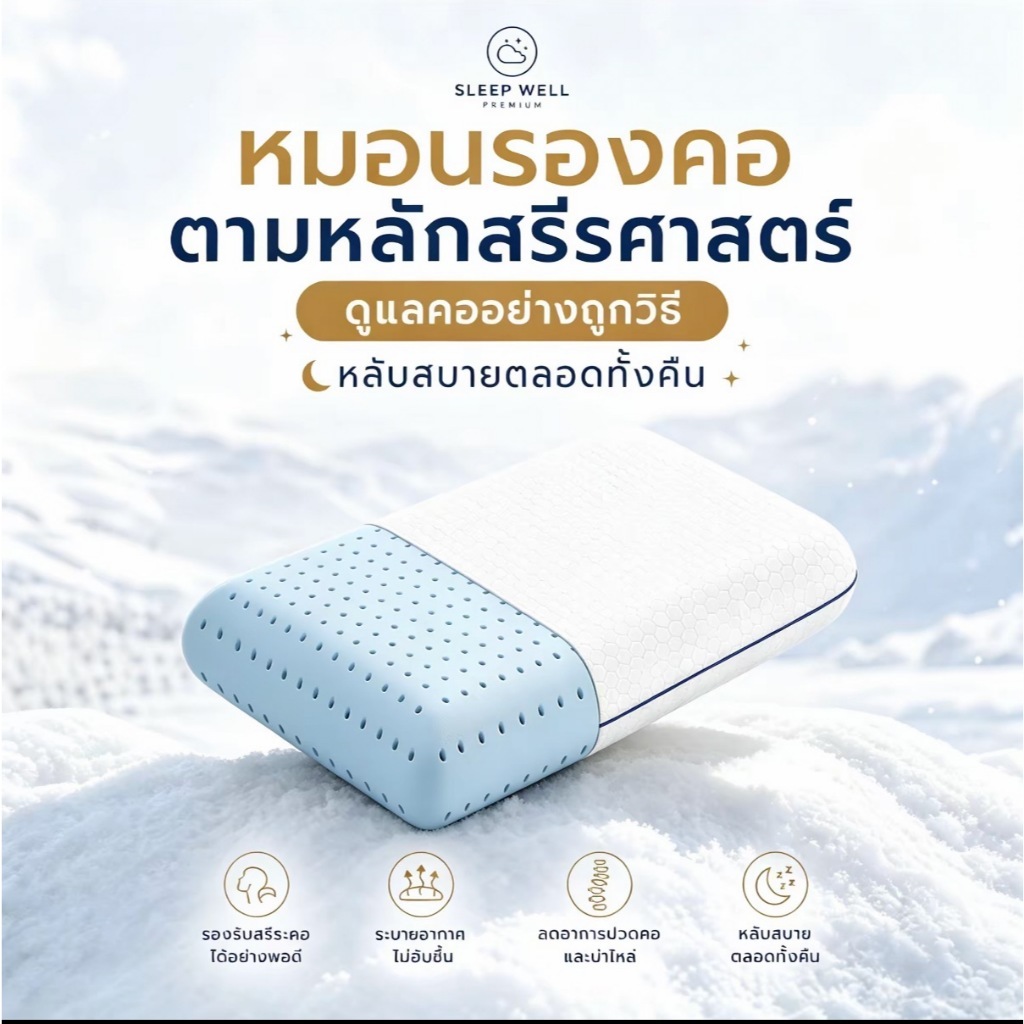โปร 9 กันยายน【 ส่งฟรี】เย็นสุดๆ หมอนเมมโมรี่โฟมเจลคูลลิ่ง เย็นสบาย รองรับคอ ระบายอากาศ ปลอกถอดซักได้ หมอนสุขภาพ