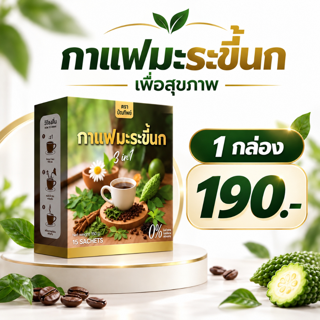 [1 กล่อง ( 15 ซอง ) + ของแท้พร้อมส่ง] กาแฟมะระขี้นก กาแฟปัณทิพย์ กาแฟปรุงสำเร็จชนิดผง