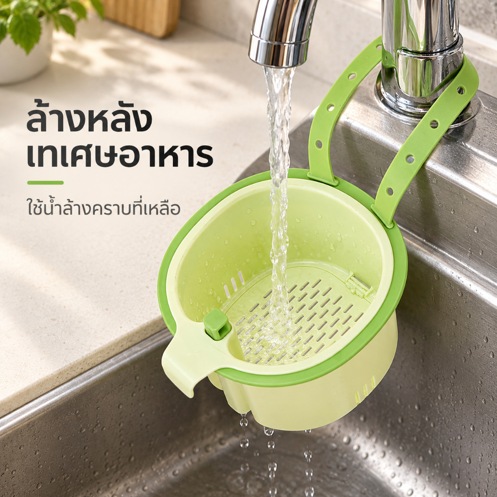 ตะกร้ากรองเศษอาหาร ตะกร้าแขวนอ่างล้างจาน ใช้ในครัว ระบายน้ำเร็ว ถอดออกได้ ทำความสะอาดง่าย ช่วยกรองเศษอาหาร