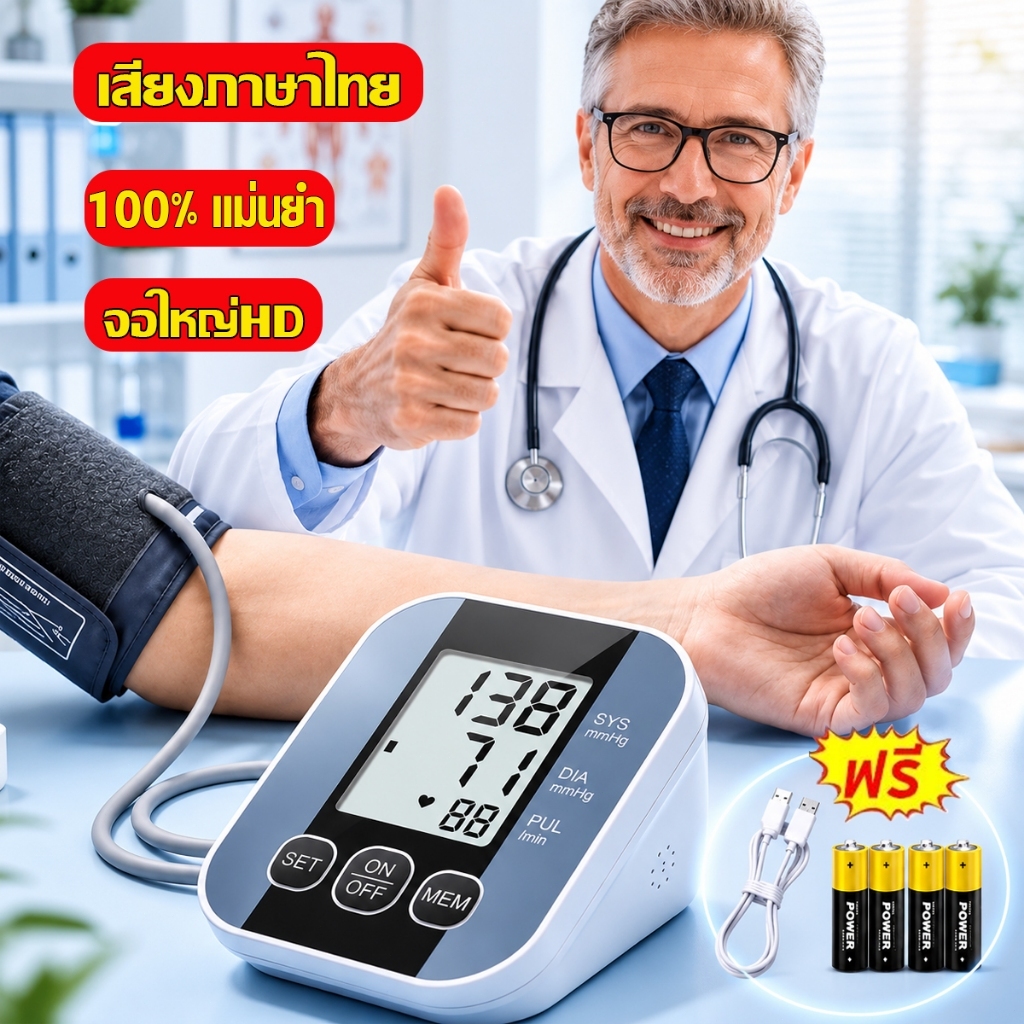 [รับประกัน 5 ปี] เครืีองวัดความดัน เครื่องวัดความดันโลหิตอัตโนมัติ เครื่องวัดความดันโลหิตแท้ วัดแม่นยำ มาตราฐานญี่ปุ่น