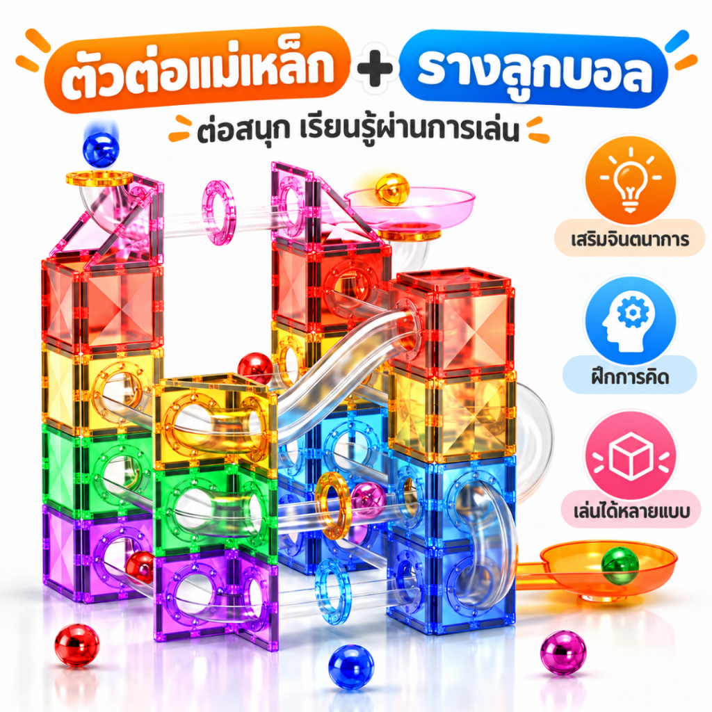 NIKO مكعبات مغناطيسية مسار كرات Marble Run ‏(42 قطعة) — صورة 6