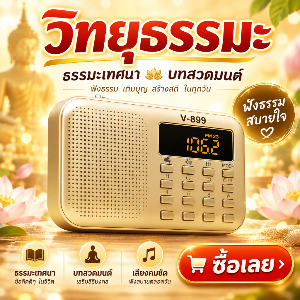 [ลด 9.9🔥]วิทยุธรรมะ ปุ่มเล็ก รวมบทสวดมนต์ ฟังเทศน์ นิทานธรรมะ เครื่องเล่น MP3 เสียงชัด เหมาะสำหรับผู้สูงอายุ