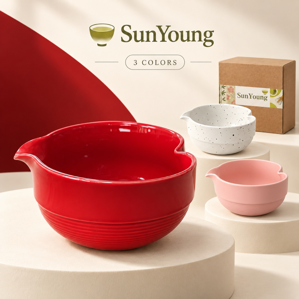 💗 SunYoung Heart matcha set ชุดชงมัทฉะ 5 ชิ้น เซรามิกผิวแมตต์ สีขาว/ชมพู พร้อมกล่อง ของขวัญญี่ปุ่น