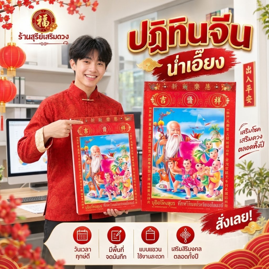 🧧ปฏิทินจีน น่ำเอี๊ยง จูป๋อ🧧[2570/2027] แบบฉีกรายวัน ร้านจริง (ส่งด่วน) ดูหวย ปฏิทินจีน ปฎิทินปีใหม่ ปฎิทินแขวน ปฏิทิน