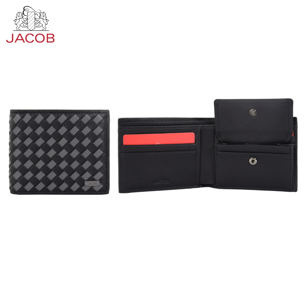 JACOB กระเป๋าสตางค์ชาย ลายสาน พร้อมช่องใส่เหรียญ รุ่น 22634